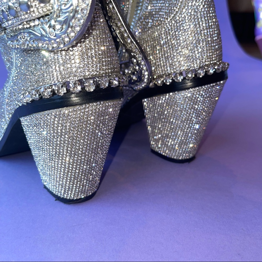Diamond rhinestone ankle cowboy boots - Picture 2 of 5